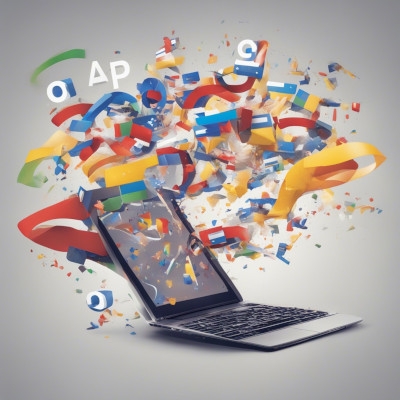 This shows a laptop computer under colorful swirls as if Google is flying away.