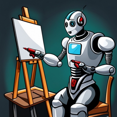 This is an image of a robot painting a picture.
